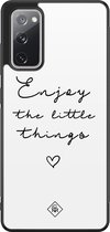 Casimoda® hoesje - Geschikt voor Samsung Galaxy S20 FE - Enjoy Life - Zwart TPU Backcover - Tekst - Wit