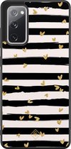 Casimoda® hoesje - Geschikt voor Samsung Galaxy S20 FE - Hart Streepjes - Zwart TPU Backcover - Gestreept - Zwart