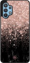 Casimoda® hoesje - Geschikt voor Samsung Galaxy A32 5G - Marmer Twist - Zwart TPU Backcover - Marmer - Rosekleurig