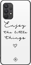 Casimoda® hoesje - Geschikt voor Samsung Galaxy A32 4G - Enjoy Life - Zwart TPU Backcover - Tekst - Wit
