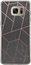 Casimoda® hoesje - Geschikt voor Samsung S7 Edge - Marble / Marmer patroon - Backcover - Siliconen/TPU - Zwart