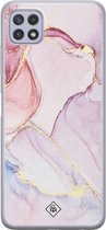 Casimoda® hoesje - Geschikt voor Samsung A22 5G - Marmer roze paars - Backcover - Siliconen/TPU - Paars