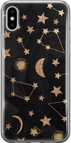 Casimoda® hoesje - Geschikt voor iPhone Xs - Counting The Stars - Siliconen/TPU telefoonhoesje - Backcover - Sterren - Grijs