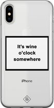 Casimoda® hoesje - Geschikt voor iPhone Xs - Wine Time - Siliconen/TPU telefoonhoesje - Backcover - Transparant - Wit
