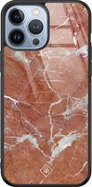 Casimoda® hoesje - Geschikt voor iPhone 13 Pro Max - Marble Sunkissed - Luxe Hard Case Zwart - Backcover telefoonhoesje - Rood
