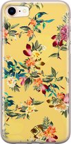 Casimoda® hoesje - Geschikt voor iPhone 8 - Floral Days - Siliconen/TPU telefoonhoesje - Backcover - Bloemen - Geel