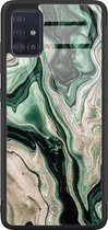 Casimoda® hoesje - Geschikt voor Samsung Galaxy A71 - Groen marmer / Marble - Luxe Hard Case Zwart - Backcover telefoonhoesje - Groen
