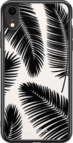 Casimoda® hoesje - Geschikt voor iPhone XR - Palm Leaves Silhouette - Siliconen/TPU telefoonhoesje - Backcover - Planten - Zwart