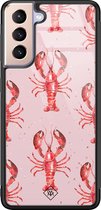 Casimoda® hoesje - Geschikt voor Samsung Galaxy S21 Plus - Lobster All The Way - Luxe Hard Case Zwart - Backcover telefoonhoesje - Roze