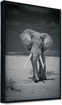 Akoestische panelen - Geluidsisolatie - Akoestische wandpanelen - Akoestisch schilderij AcousticPro® - paneel met olifant in Amboseli national park, Kenia - Design 80 - Premium - 100x70 - Wit- Wanddecoratie - woonkamer - geluidsdemper - studio schuim