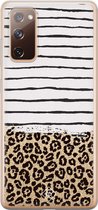 Casimoda® hoesje - Geschikt voor Samsung S20 FE - Luipaard strepen - Backcover - Siliconen/TPU - Bruin/beige