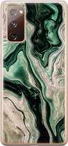 Casimoda® hoesje - Geschikt voor Samsung S20 FE - Groen marmer / Marble - Backcover - Siliconen/TPU - Groen