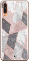 Casimoda® hoesje - Geschikt voor Samsung A50/A30s - Stone grid marmer / Abstract marble - Backcover - Siliconen/TPU - Roze