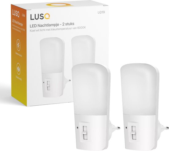 LUSQ® - Veilleuse LED dans Prise - 2 pièces - Veilleuses à intensité variable avec capteur - Lampe de nuit avec capteur jour et nuit -