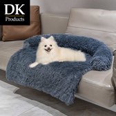 DKProducts.nl Hondendeken voor Bank – Hondenkleed Fluffy Antraciet – Pluche Hondenmand - Hondenmand Premium - Volledig Afritsbaar - 95 x 87 x 16cm - M