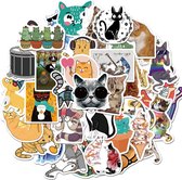 Katten Stickers - set 50 stuks - Laptop Stickers - Stickervellen