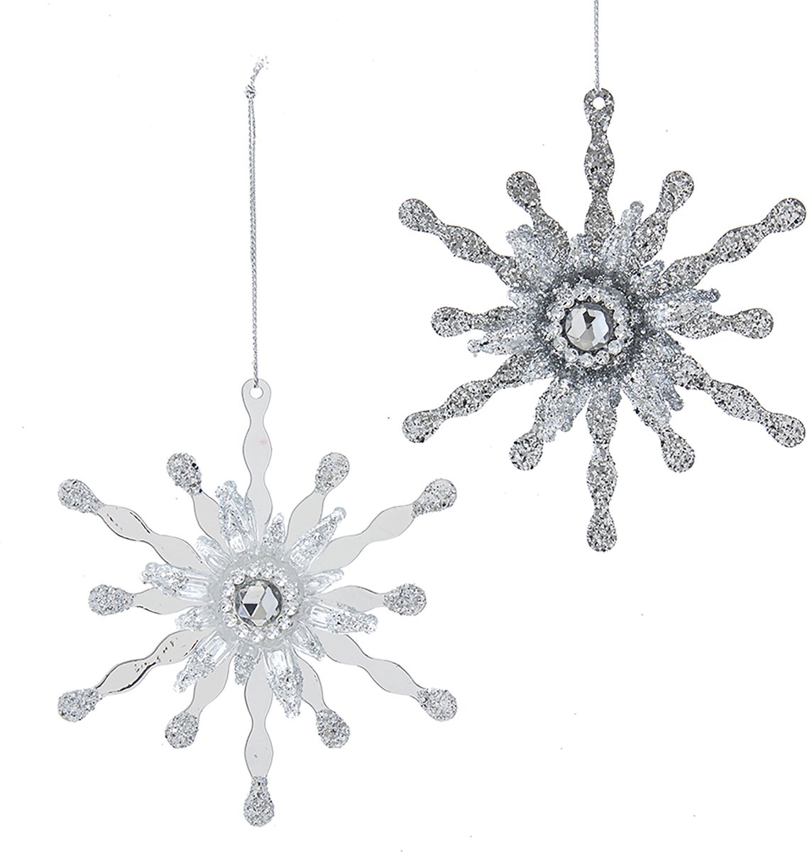 Kurt S. Adler White & Silver metaal h11 cm Ornament kerstbal Kurt S. Adler wit