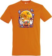 T-shirt kinderen Halloween Hondjes | Halloween kostuum kind dames heren | verkleedkleren meisje jongen | Oranje | maat 104