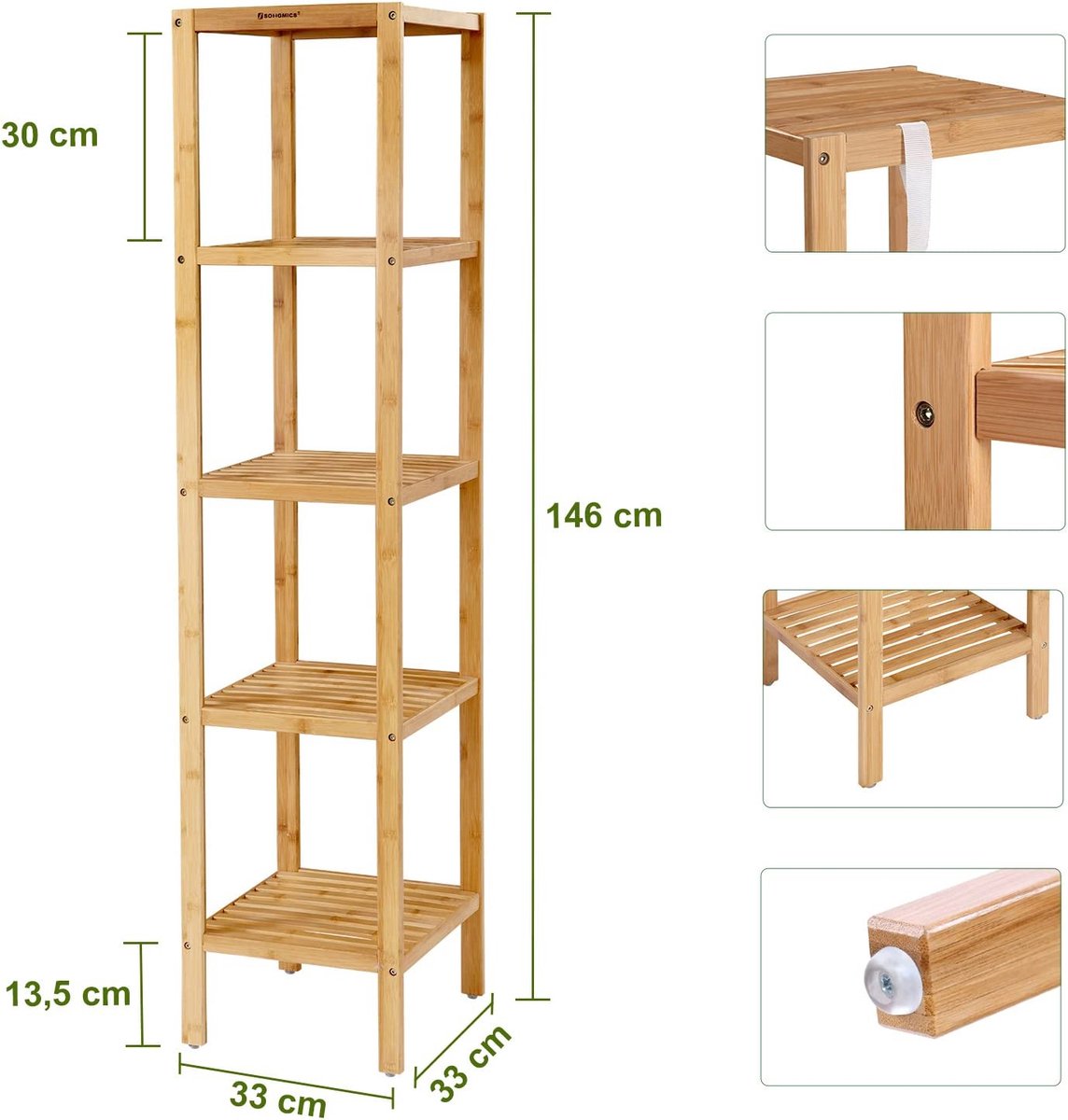 Toiletrek met 3 Open Planken - Badkamer Opbergrek voor Toilet Toiletrek met 3 Open Planken - Badkamer Opbergrek voor Toilet