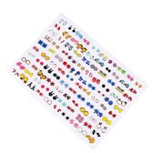 100 paar multicolor oorbellen - verschillende figuurtjes