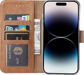 BixB bookcase iPhone 14 Pro Max hoesje met pasjeshouder Wallet case booktype - Bruin