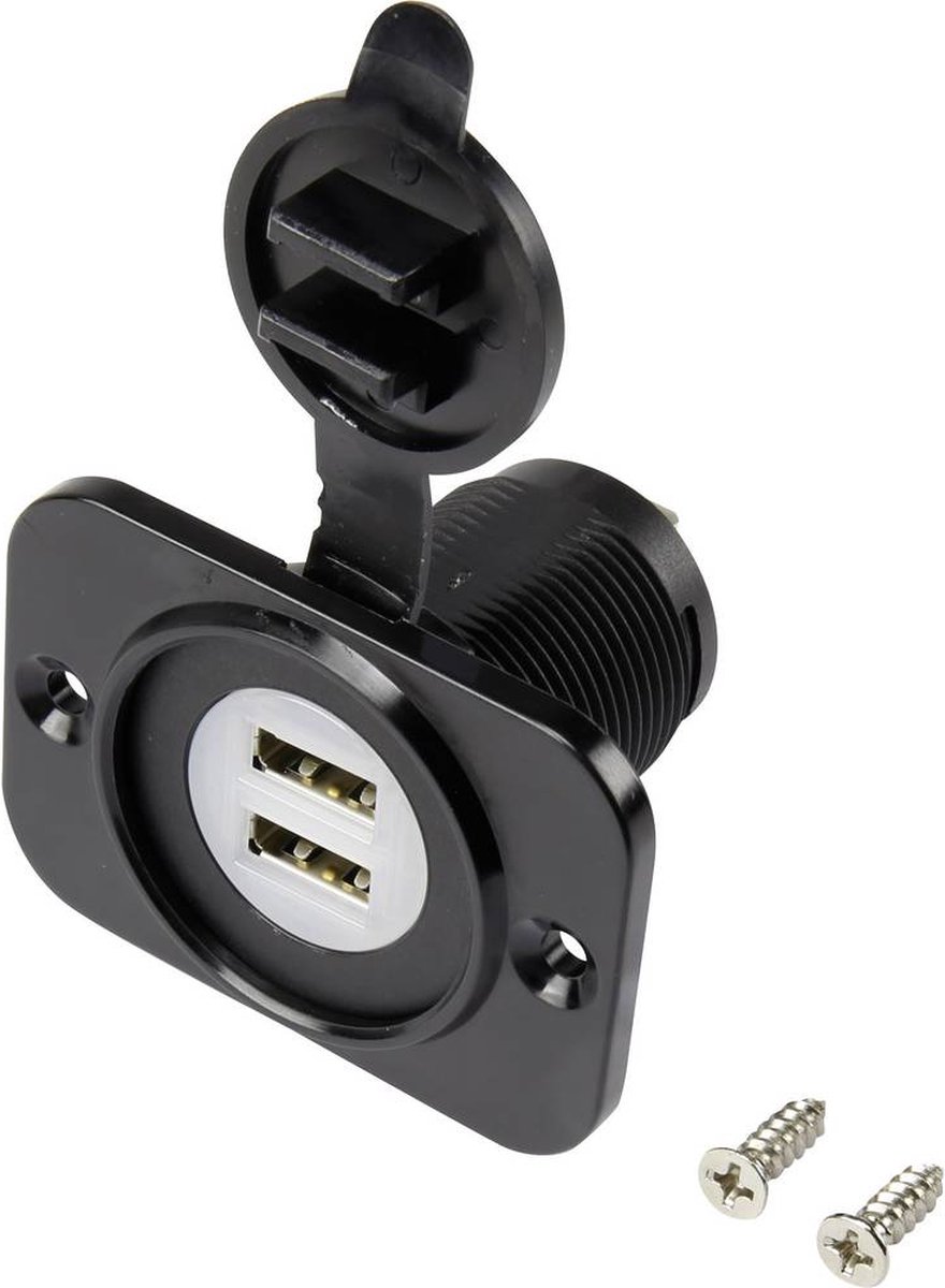 Dubbele USB-inbouwbus met stofkap Bus, inbouw verticaal 2-voudig ...