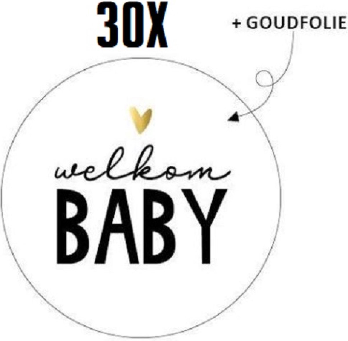 30x Sluitsticker Welkom BABY | Jongen | Meisje | Baby | 40 mm | Geboorte Sticker | Sluitzegel | Sticker Geboortekaart | Baby nieuws | Zwangerschap | Luxe Sluitzegel