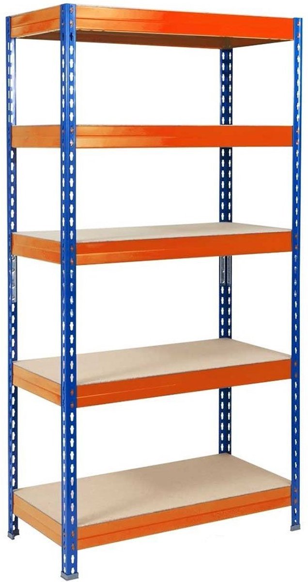 karatcommercial Stellingkast - Opbergrek - Grizzly - Blauw-Oranje - 220 x 120 x 45 cm