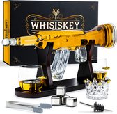 Whisiskey ® Whiskey Carafe - AK-47 - Set de carafe à Whisky de Luxe - 1 L - Carafe Carafe - Incl. 9 pierres de Whisky , verseur et 2 Verres