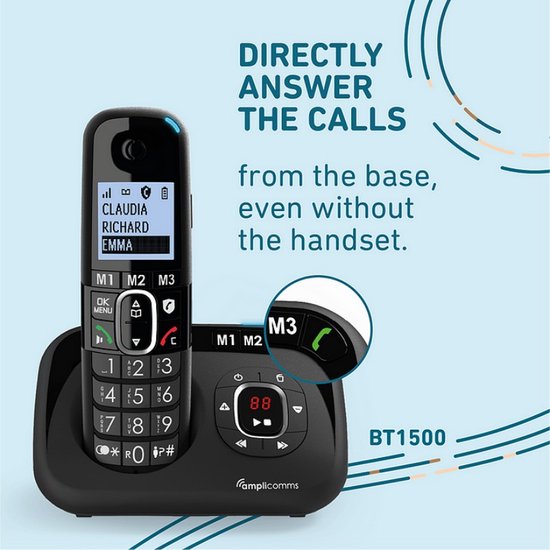 Amplicomms BT1580 Dect huistelefoon antwoordapparaat voor de vaste lijn foto 6