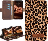 Bouletta geschikt voor iPhone 14 Pro Max lederen BookCase hoesje - Furry Leopard
