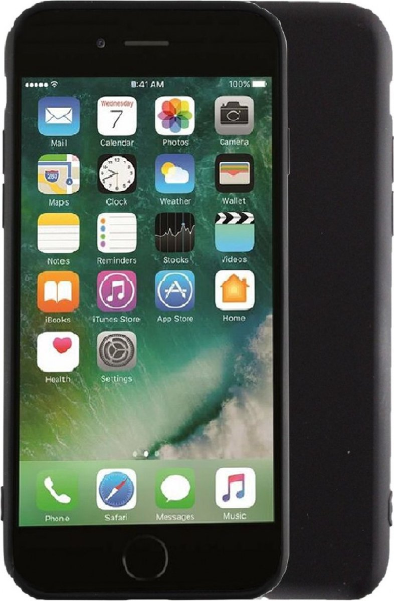 TPU back cover Geschikt voor Apple iPhone 7/8/SE kleur Zwart + gratis screen protector