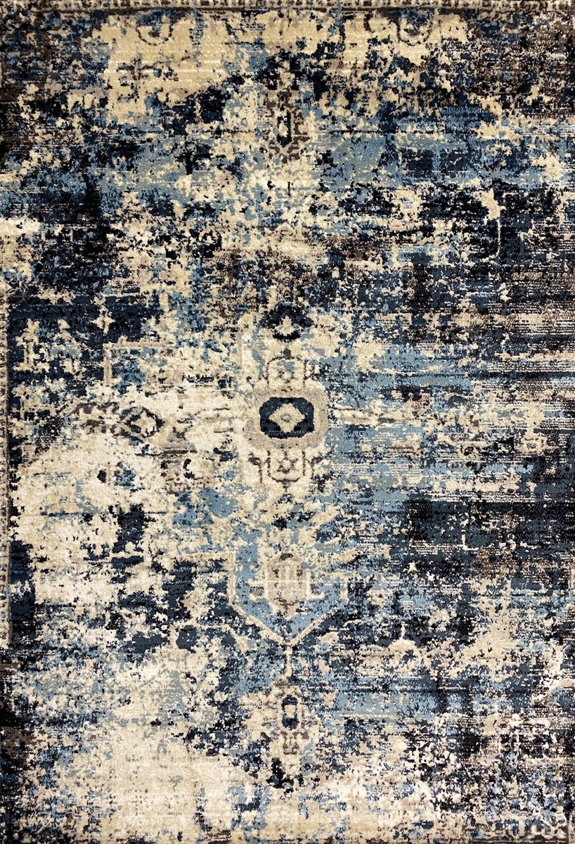 Aledin Carpets Khulna - Vintage - Vloerkleed - 160x230 cm - laagpolig - Tapijten woonkamer - Blauw