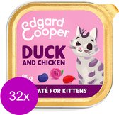 Edgard&Cooper Kuipje  Paté Voor Kittens - Kattenvoer - 32 x Eend Kip 85 g
