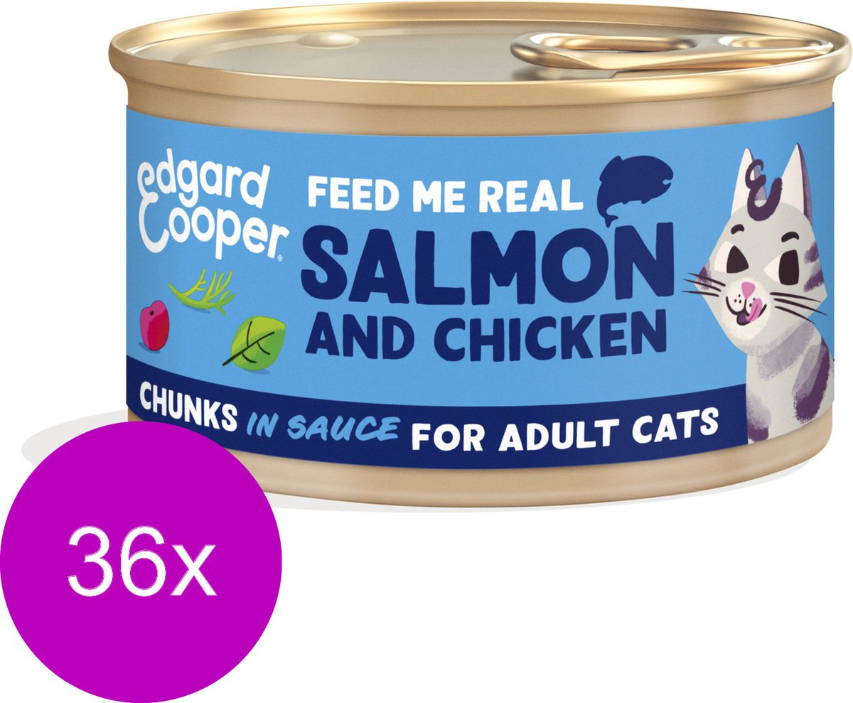 Edgard & Cooper Edgard & Cooper Adult Chunks 85 g - Kattenvoer - 36 x Zalm&Kip