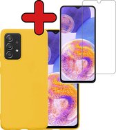 Hoesje Geschikt voor Samsung A23 Hoesje Siliconen Case Hoes Met Screenprotector - Hoes Geschikt voor Samsung Galaxy A23 Hoes Cover Case - Geel