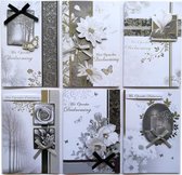 Cartes de condoléances 3D de Luxe - Avec sincères condoléances - 6 Cartes de vœux de vœux - 17 x 12 cm - L-086