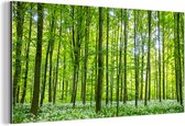 Wanddecoratie Metaal - Aluminium Schilderij Industrieel - Bos - Bomen - Groen - 120x60 cm - Dibond - Foto op aluminium - Industriële muurdecoratie - Voor de woonkamer/slaapkamer