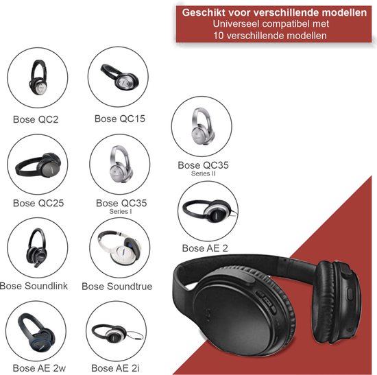 VoordeelShop Lederen Oorkussens voor Bose QuietComfort 35, QC35II/QC35/QC25/QC2/QC15/Soundtrue/Soundlink Around-Ear II AE2 - Earpads - Vervangende Kussens Voor Hoofdtelefoon - Koptelefoon Oorkussens - Zwart - VoordeelShop