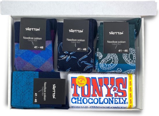 Vrolijke sokken met chocolade - Giftbox - Cadeau