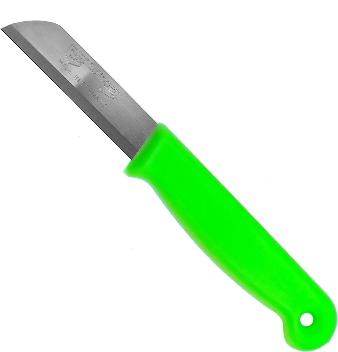 Solingen Schilmesje – RVS – Glad – 16 cm met Blade Cover – Neon Groen