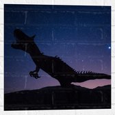 WallClassics - Muursticker - Silhouette van een Dinosaurus in de Nacht - 50x50 cm Foto op Muursticker