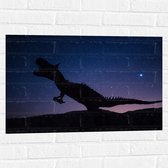 WallClassics - Muursticker - Silhouette van een Dinosaurus in de Nacht - 75x50 cm Foto op Muursticker