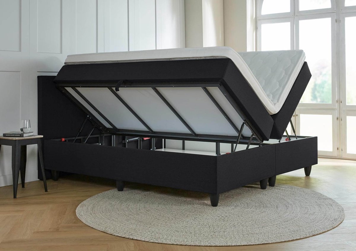 Opberg boxspring Valencia - 140x200 - Zwart - met gratis topper! | bol.com