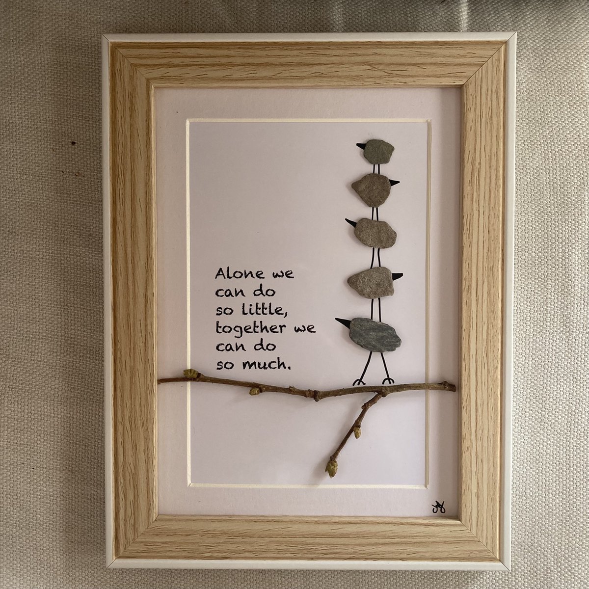 Schilderijtje 3D: Alone we can do... 16 x 21 cm