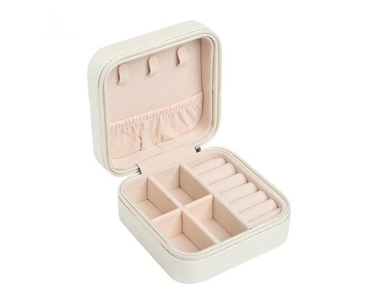 Petite boîte à bijoux - Boîte à bijoux - Trousse à crayons - Boîte de Opbergbox - Compacte - Klein - Pochette de voyage - Wit