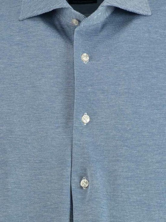 Profuomo - Overhemd Knitted Mid Blauw - 43 - Heren - Slim-fit | bol.com