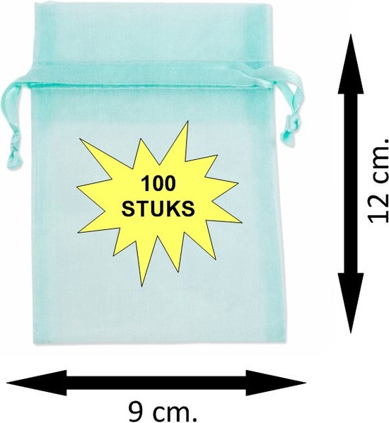 Fako Bijoux® - Sachets Organza - 9x12cm - Bleu Bébé - 100 Pièces
