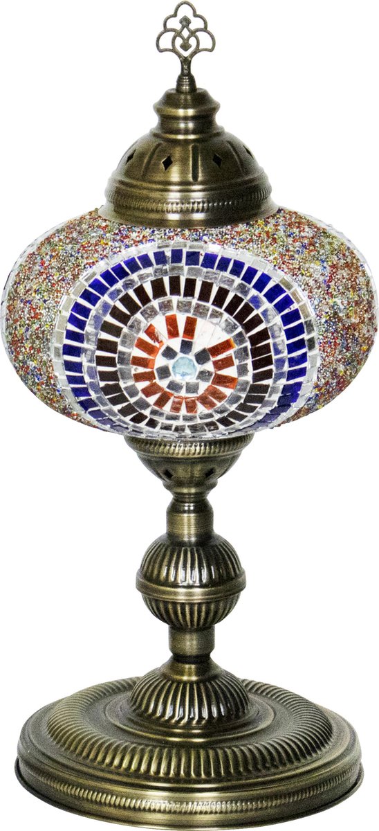 Oosterse mozaiek tafellamp - Mixcolour - Hoogte 50cm - Diameter bol(len) 24cm