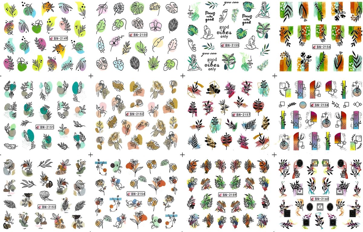 Goedkoopste Nagel stickervel Planten met 9 designs water transfer stickers | nail art | nagelstickers | Sparkolia